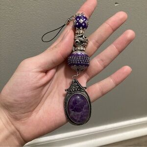 4/$10 - Handmade Purple & Silver Hanging Keychain Accessory